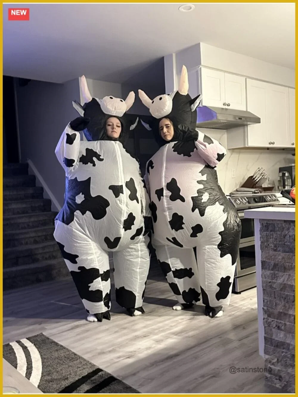 Inflatable Cow Costume for Men Women Adult Halloween Christmas Blow Up Suit